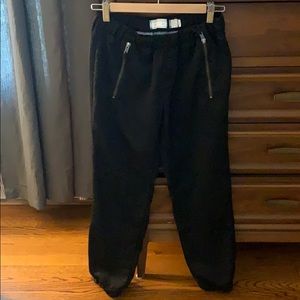 Black silk joggers from anthro